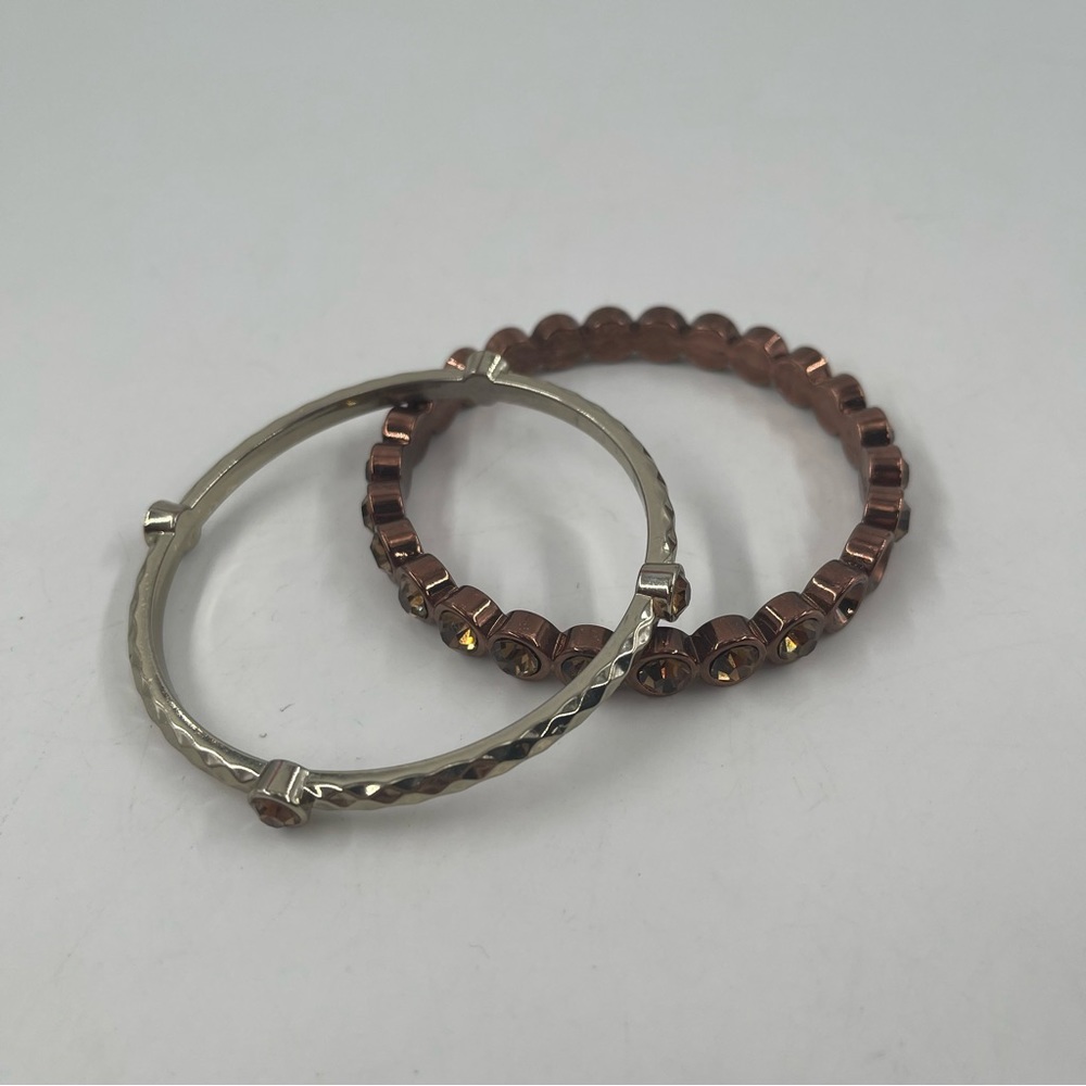 Graziano Set of 2 - Women’s Signed Amber Gemstone 7” Bangle Bracelets.